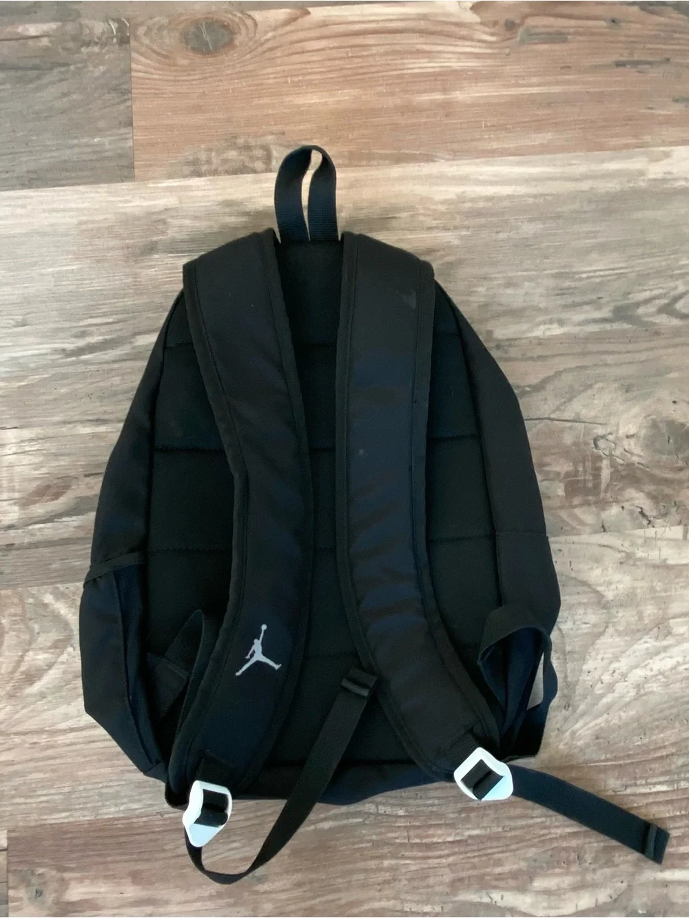Jordan Black Backpack with White Jumpman Accent/some wear in front
